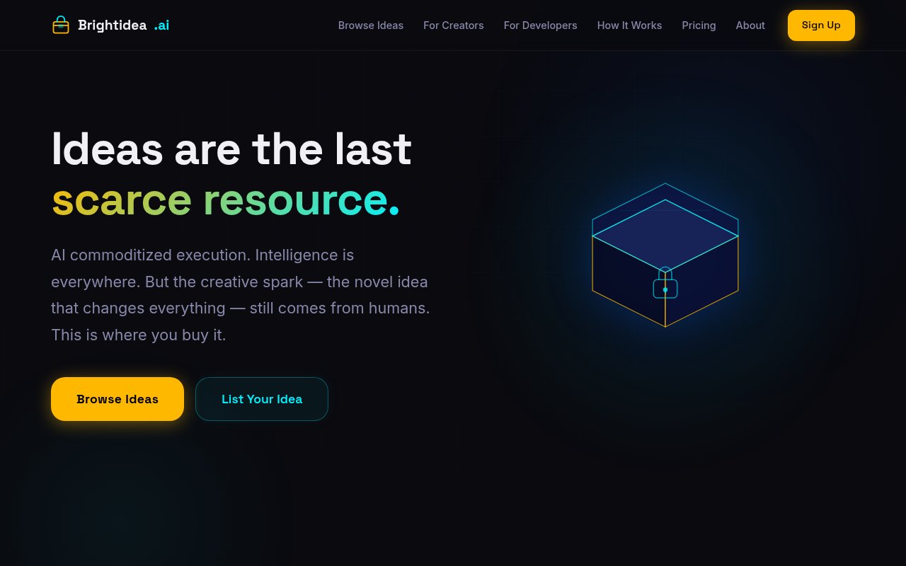 Brightidea.ai AI idea marketplace website
