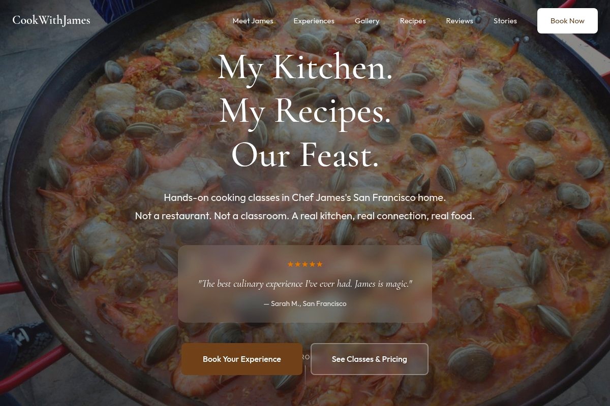 CookWithJames website after upgrade — modern and vibrant